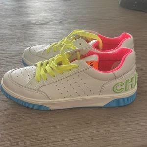 Chanel White with neon detail leather sneaker 2020